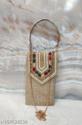 Trendy jute mobile sling with long chain and saree clip, embroidered net design for Indian fashion accessory