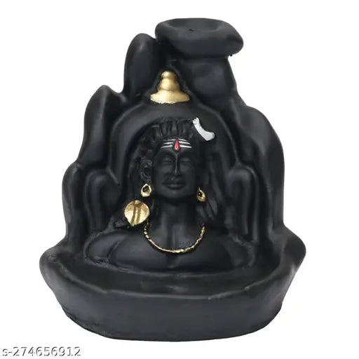 Traditional poly resin Adi Shankara statues, back flow smoke design, Indian handicraft for home decor (pack of 2)