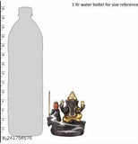 Handcrafted poly resin Ganesha water fountain incense burner with 10 backflow incense cones, Indian decor item for home or office