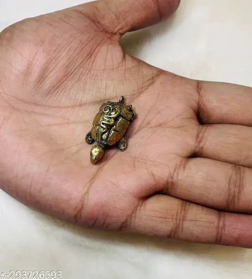 Brass lead miniature Kachua turtle idol for Feng Shui, worship, good luck, peace, prosperity & success