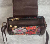 Silk Patola small sling bag, elegant casual design with 3 compartments, India-made, printed net pattern