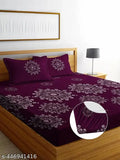 King size cotton elastic fitted bedsheet combo in glace cotton, glow-in-the-dark, perfect for summer, double bed, 2 sheets included