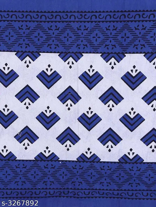 Jaipuri beautiful cotton double bedsheet - 140 thread count, printed, large bed (90in x 100in) with 2 pillow covers (27in x 17in)