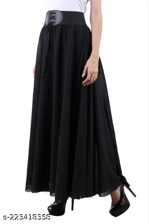 Maxi Georgette skirt from Raabta Fashion, ideal for women's fashion. Hand wash/machine washable, flared style. Available in sizes 28-34 (waist 28-34, length 40in). Made in India