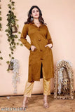 Woolen knitted kurta with embroidered front pockets, warm and chic three-quarter sleeve style in L, XL, XXL sizes