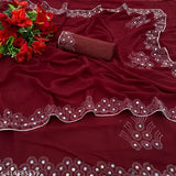 Indian Georgette saree with Siroski diamonds, soft and perfect for parties or weddings