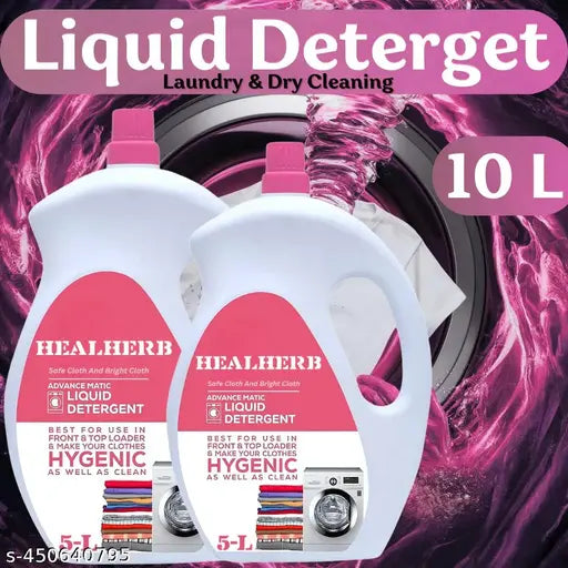 10L No Soda Formula, eco-friendly liquid detergent with added fabric conditioner, infused with botanical extracts