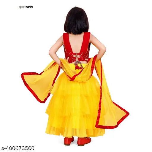 Indian festive collection, striped dupion silk lehenga set with embroidered super net dupatta and jackard choli, suitable for 1-8 year old girls