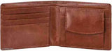 Fashionable tan two-fold PU leather men's wallet, solid pattern, 5 compartments, ideal gift for men or friends