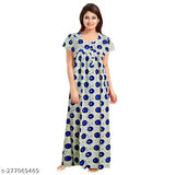 Multicolor printed maxi cotton nightgown for women, ultimate comfort and adjustable fit in XL, XXL sizes, from Sajao Creation, India