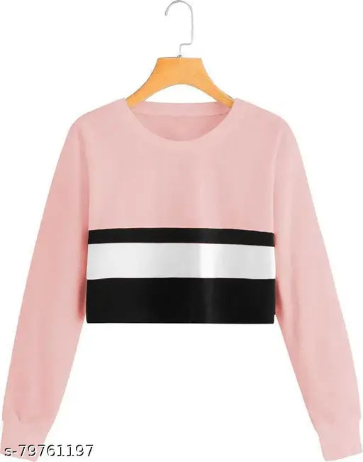Peach cotton 3A crop top with long sleeves, self-design net pattern in Indian sizes S-XXL