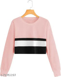 Peach cotton 3A crop top with long sleeves, self-design net pattern in Indian sizes S-XXL