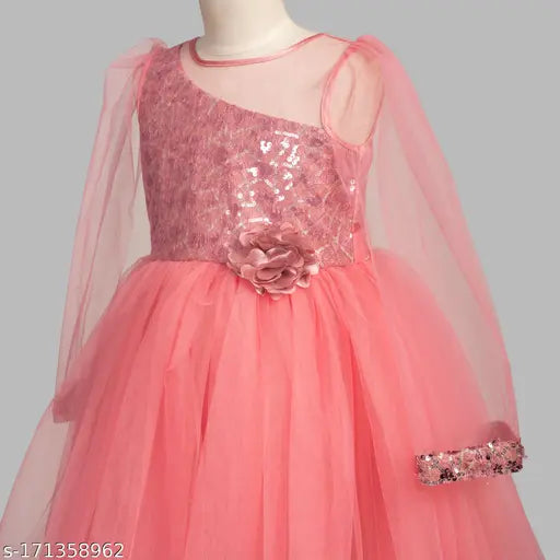 Dusty rose embellished net dress for toddlers, perfect for summer parties #girlsfashion #toddlerdress #birthdaydress #kidsclothing