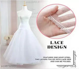 White net flared skirt, adjustable waist (24-36"), hand wash only, worn under lehenga, saari, or gown for a puffy and elegant look, India origin