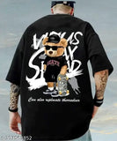 Oversize printed cotton T-shirt for men - vibrant back design, three-quarter sleeves, sizes M, L, XL, XXL
