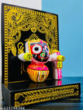 Marble handcrafted Lord Jagannath single idol, traditional Indian artifact showpiece, 10cm x 13cm x 0.5cm