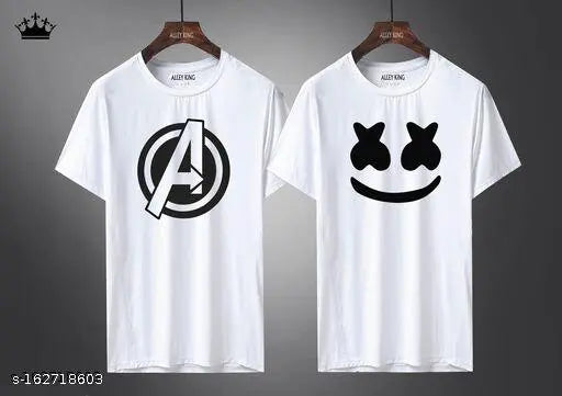 Fancy designer cotton-blend men's t-shirt, short sleeves, printed pattern. Multiple sizes available