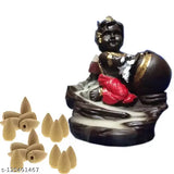Red poly resin Natkhat Krishna Smoke Fountain, leasing waterfall smoke effect for home decor, temple, or pooja room