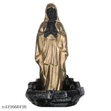 Golden polyresin incense holder with 10 free cones, decorative backflow design for well wishes, 20 cm x 10 cm x 10 cm