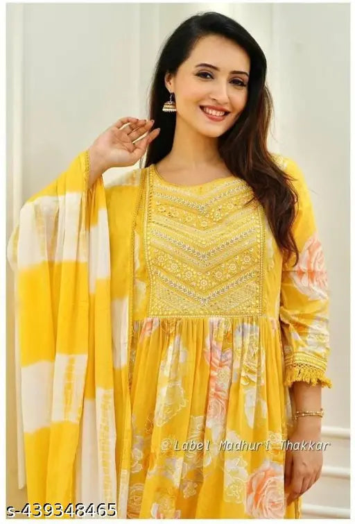 Monsoon Wear printed rayon kurta set with dupatta - trendy, comfortable, versatile Indian ethnic wear for women