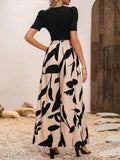 Printed polyester high waist wide leg coord set for women, floral print spring and fall fashion
