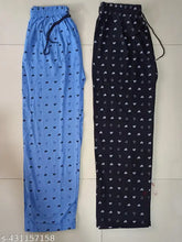 Royal BlueBlack Cotton Pyjama Combo Pack - Heart-printed, comfortable, and stylish women's loungewear from India (N: 2)