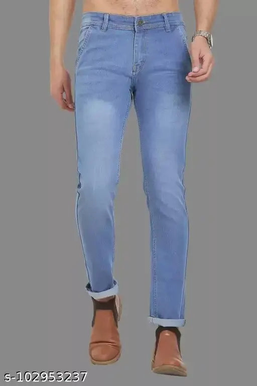 Light blue denim Sobbers slim men's jeans, washed, 30" waist and 41" length