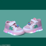 Synthetic unisex LED shoes for kids in solid net patterns, ideal for 9-12 months to 5-5.5 years. Imported from China