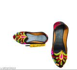 Synthetic leather belly juti, trendy Kashmiri handwork design for women. Woven pattern slip-on, PVC sole. Indian-made, quality product in various sizes (IND-4 to IND-9)
