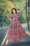 Girls' formal wear Georgette dress, printed net, short sleeves, 9-10 years size