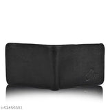 Black PU Felice wallet, sleek and unique men's accessory with 3 compartments, free size (10cm x 2cm), Indian-made