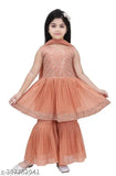 Georgette anarkali palazzos, embellished sleeveless fancy dress for babies (9-12M, 12-18M, 18-24M, 0-1Y, 1-2Y), Indian origin