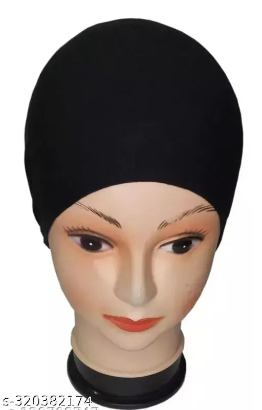 Islamic cotton hijab cap, solid patterned cotton canvas head wrap, pack of 2 originating from India