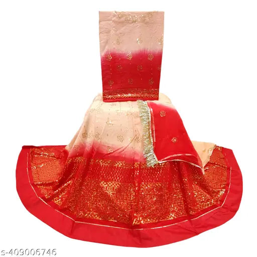Embroidered Georgette Rajputi Poshak set for women, featuring choli, dupatta, and lehenga, adorned with Aari and stone work, suitable for parties and festive occasions