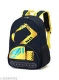 Blue polyester school backpack with JCB truck design, ideal for students class 1 to 8