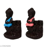 Resin handcrafted Meditating Monk Buddha Backflow Combo, featuring 3-step smoke fountain effect and includes 20 backflow cones