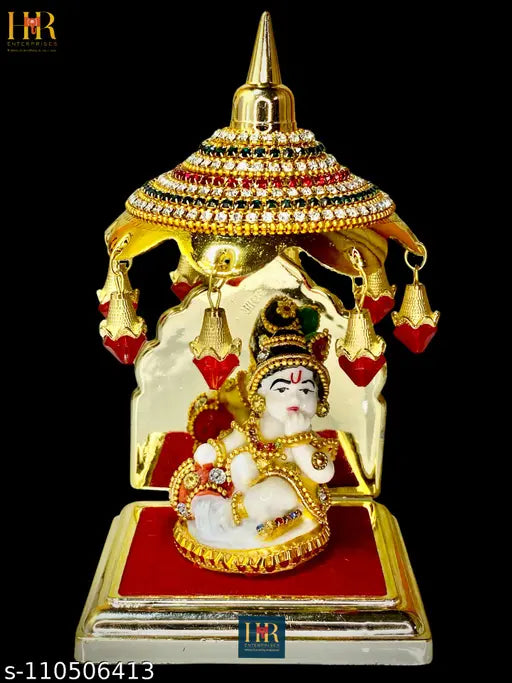 Plastic decorative diamond-studded umbrella for god idols and home decor, handcrafted artifact from India