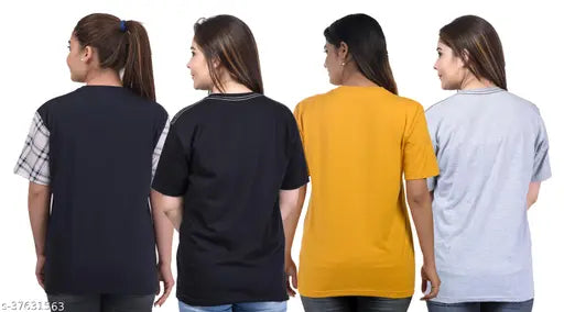 Loose-fit cotton blend SHAUN Women Trandy T-Shirt, printed net design perfect for streetwear, India origin