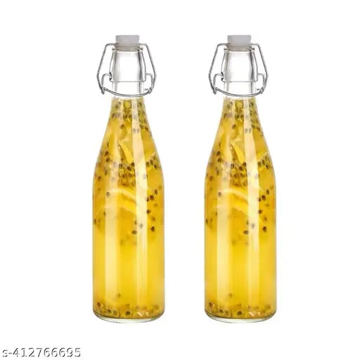 Clear Swing Top Glass Bottles (500ml), ideal for storing home brews, oils, vinaigrettes, wines, and teas like limoncello (pack of 2)