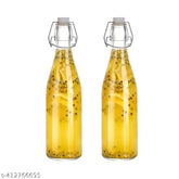 Clear Swing Top Glass Bottles (500ml), ideal for storing home brews, oils, vinaigrettes, wines, and teas like limoncello (pack of 2)