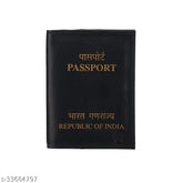 Black PU leather travel organizer for men and women, solid design with 1 compartment for passports