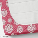 Pink multi-colored, breathable Glace cotton fitted king-size bedsheet with 2 pillow covers, ideal for 4-8 inch mattresses. Soft, wrinkle-free, and easy to wash at home