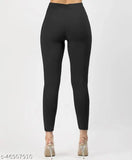 Women's sports and fitness cotton rib 4-way stretched tight jeggings combo pack - ankle length, size range: 26-34 inches (free size)