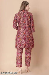 Rayon rose cord set for women, long-sleeve two-piece set with varying sizes from S to 7XL, made in India