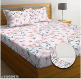 L.A collection premium cotton elastic king size fitted bedsheets with 2 pillow covers, double bed, supersoft 210TC, 72x78+10 inches