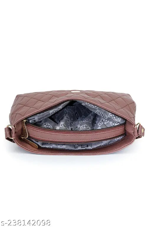 PU sling bag for women, solid net pattern, 2 compartments, free size, Indian origin