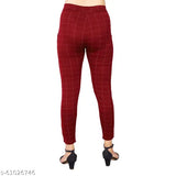 Trendy checked Lycra women's jeggings, essential casual wear for any season