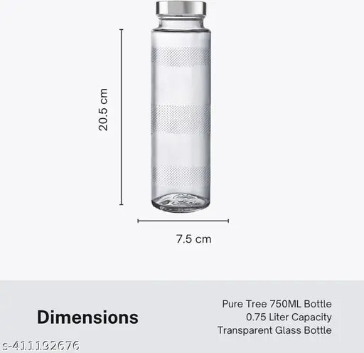 Transparent food-grade glass water bottles, leak-proof cap, perfect for fridge milk, smoothie, juice, travel (pack of 3)