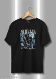 Black premium cotton unisex printed t-shirt featuring the Nirvana Kurt design. Short sleeves, available in sizes S-XXL. Made in India