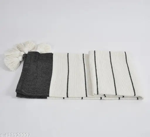 Eco-friendly premium cotton Boho throw (50x60 inches), versatile for bed, sofa, outdoor use, featuring abstract pattern & fringe finish